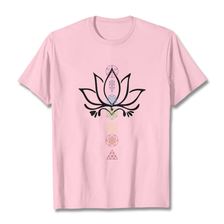 T-shirt Buddha Stones Lotus Géométrie Sacrée - Rose clair - 2XL - image 13