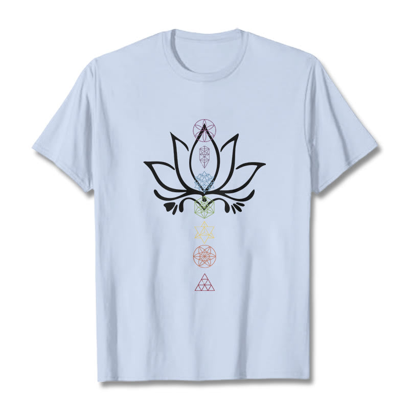 T-shirt Buddha Stones Lotus Géométrie Sacrée - Cyan clair - 2XL - image 19