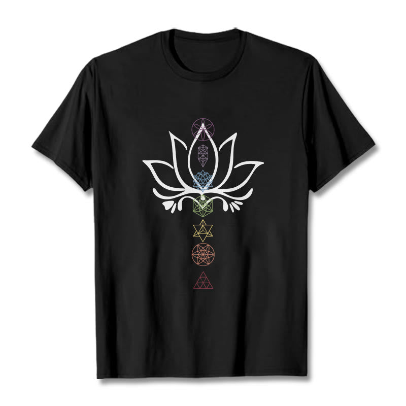 T-shirt Buddha Stones Lotus Géométrie Sacrée - Noir - 2XL - image 1
