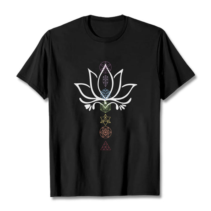 T-shirt Buddha Stones Lotus Géométrie Sacrée - Noir - 2XL - image 1