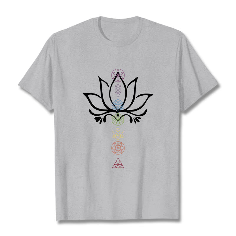 T-shirt Buddha Stones Lotus Géométrie Sacrée - Gris clair - 2XL - image 19