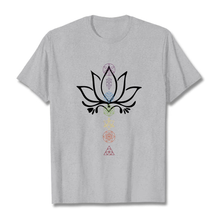 T-shirt Buddha Stones Lotus Géométrie Sacrée - Gris clair - 2XL - image 19