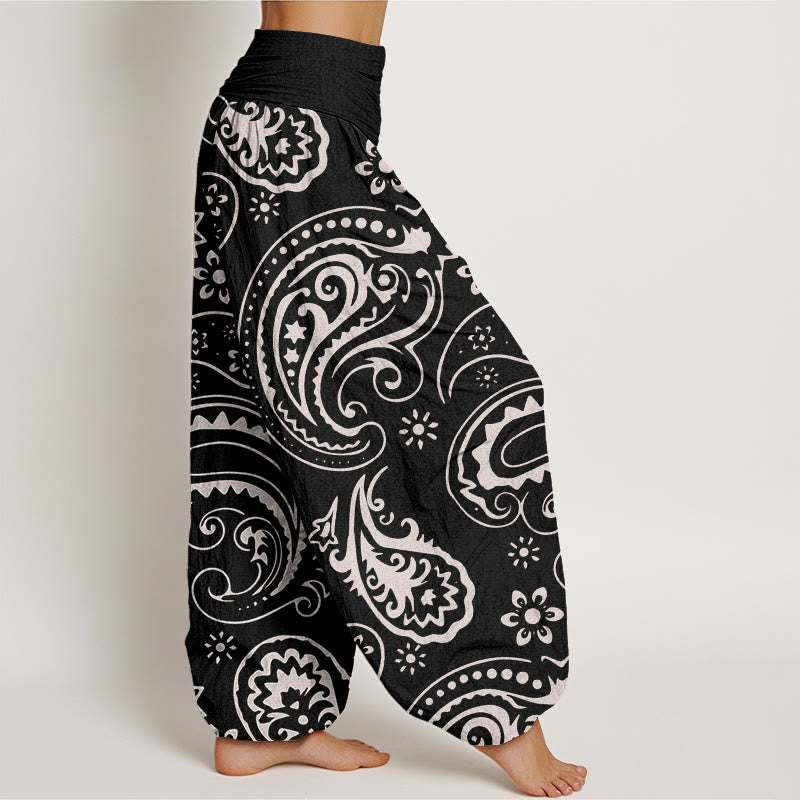 Pantalon sarouel décontracté et élégant à motif floral cachemire pour femme, taille élastique, motif Buddha Stones - image 2