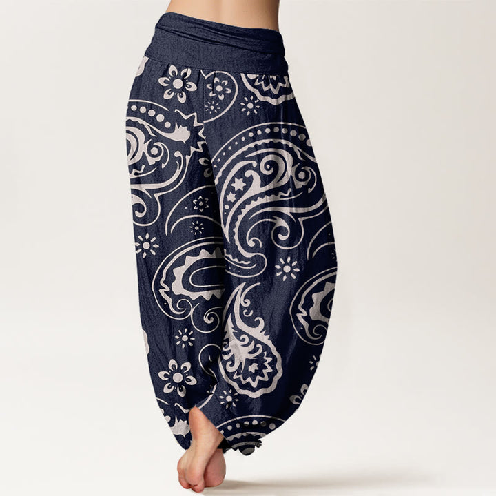 Pantalon sarouel décontracté et élégant à motif floral cachemire pour femme, taille élastique, motif Buddha Stones - image 7