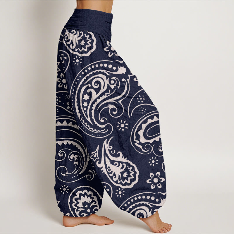Pantalon sarouel décontracté et élégant à motif floral cachemire pour femme, taille élastique, motif Buddha Stones - image 6