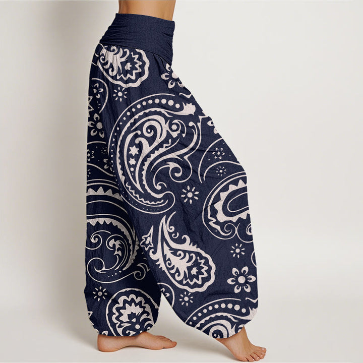 Pantalon sarouel décontracté et élégant à motif floral cachemire pour femme, taille élastique, motif Buddha Stones - image 6