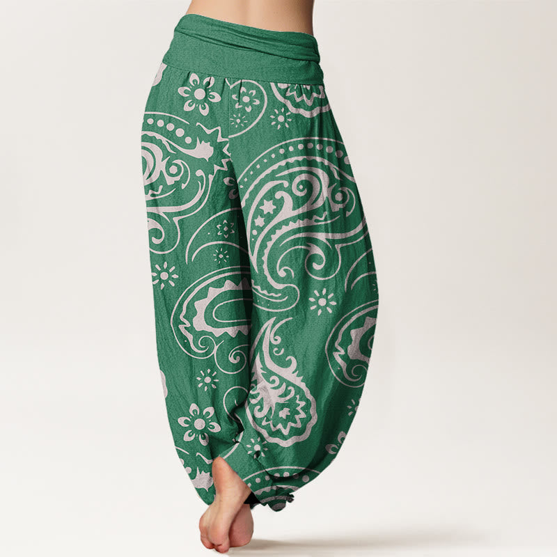Pantalon sarouel décontracté et élégant à motif floral cachemire pour femme, taille élastique, motif Buddha Stones - image 10