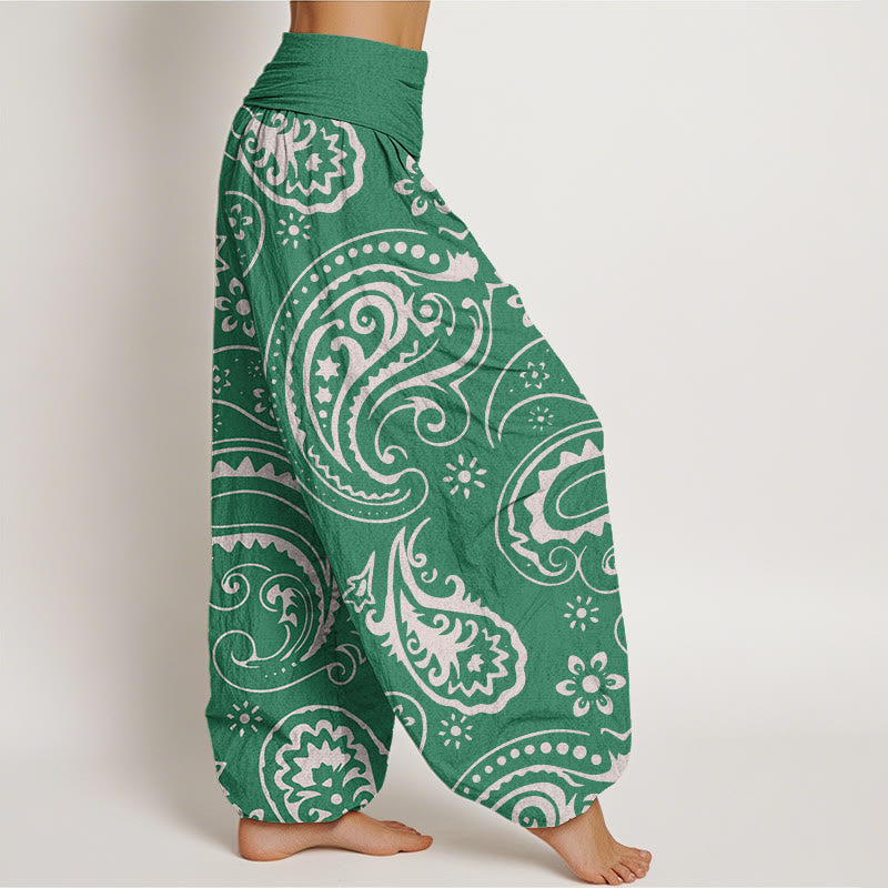 Pantalon sarouel décontracté et élégant à motif floral cachemire pour femme, taille élastique, motif Buddha Stones - image 9