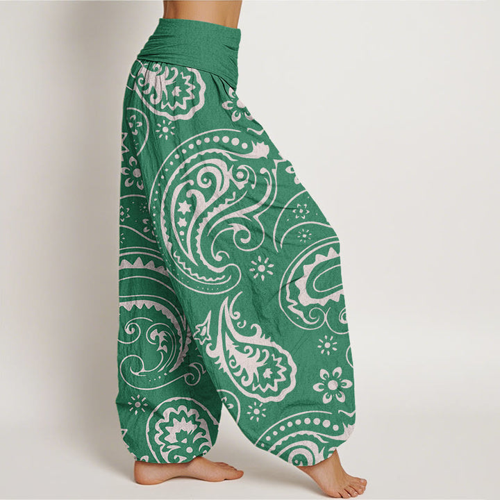 Pantalon sarouel décontracté et élégant à motif floral cachemire pour femme, taille élastique, motif Buddha Stones - image 9