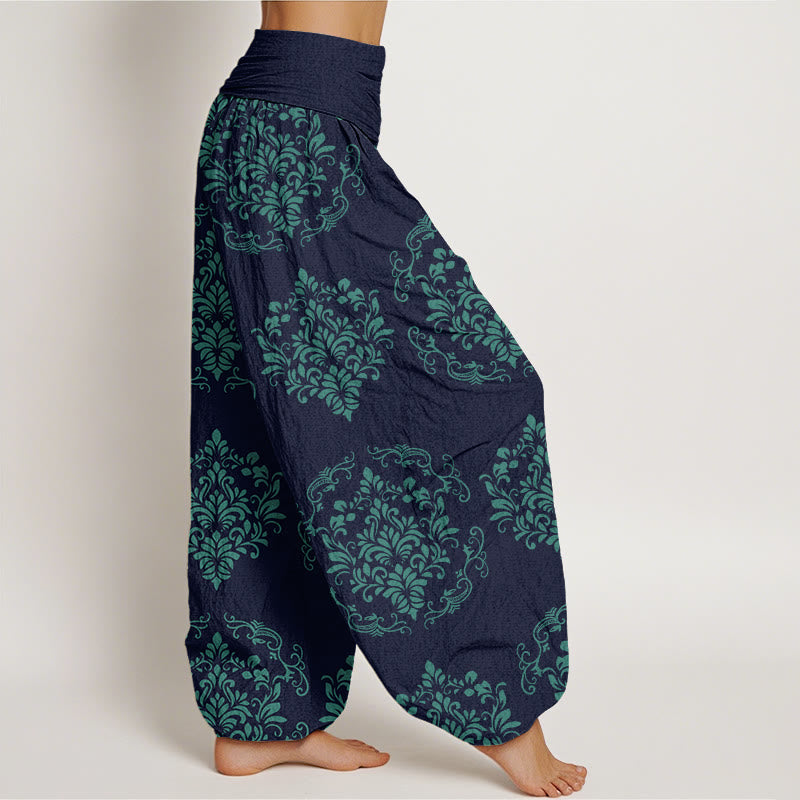 Pantalon sarouel décontracté à taille élastique et motifs floraux symétriques pour femme Buddha Stones - image 6