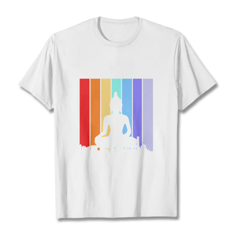 T-shirt Buddha Stones Méditation Bouddha Arc-en-ciel - Blanc - 2XL - image 5