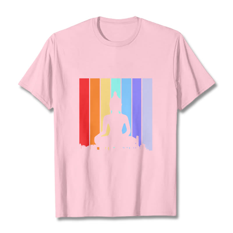 T-shirt Buddha Stones Méditation Bouddha Arc-en-ciel - Rose clair - 2XL - image 12