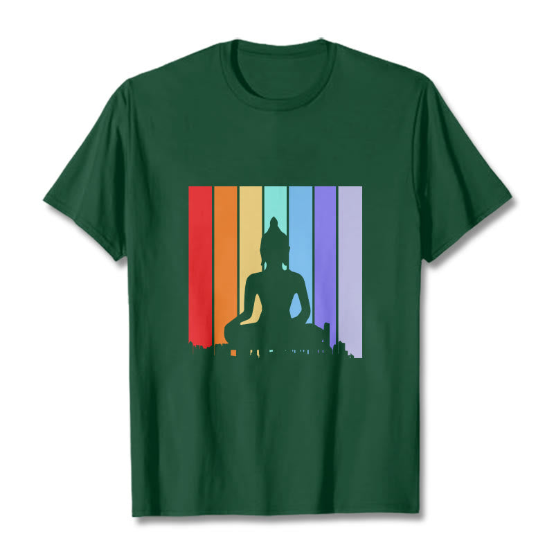 T-shirt Buddha Stones Méditation Bouddha Arc-en-ciel - Vert forêt - 2XL - image 10