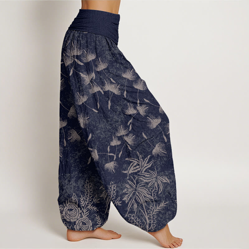 Pantalon sarouel décontracté à taille élastique pour femme, motif de graines de pissenlit et de plantes Buddha Stones - image 2