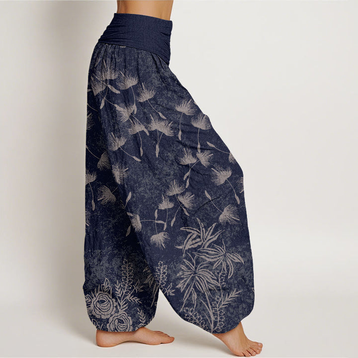 Pantalon sarouel décontracté à taille élastique pour femme, motif de graines de pissenlit et de plantes Buddha Stones - image 2