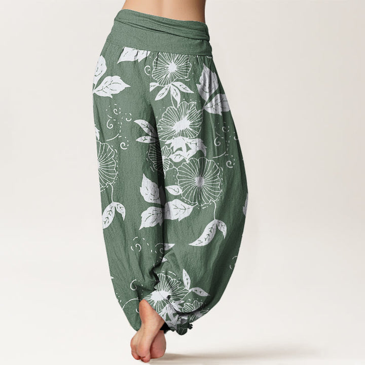 Pantalon sarouel décontracté à taille élastique pour femme, motif fleurs et feuilles de vigne, Buddha Stones - image 6