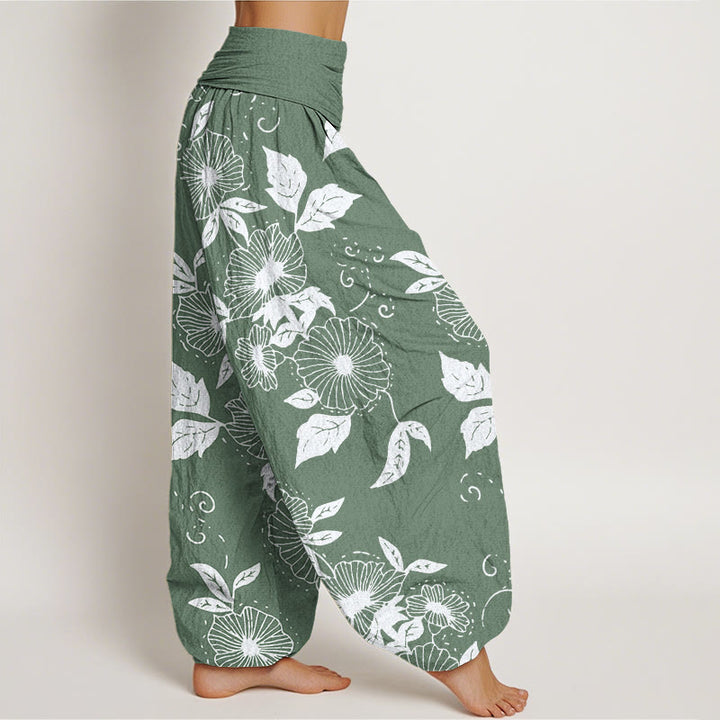 Pantalon sarouel décontracté à taille élastique pour femme, motif fleurs et feuilles de vigne, Buddha Stones - image 7