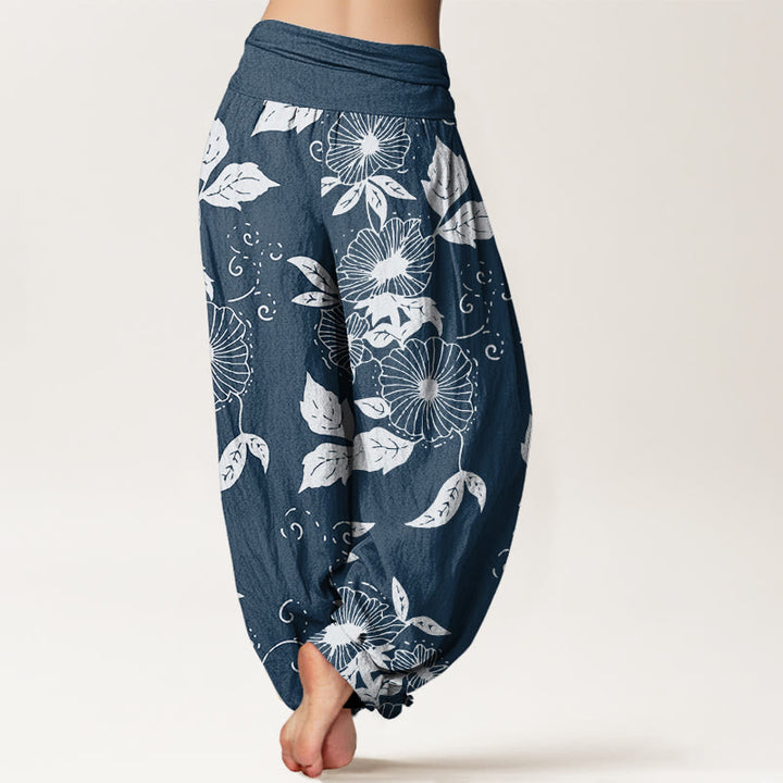 Pantalon sarouel décontracté à taille élastique pour femme, motif fleurs et feuilles de vigne, Buddha Stones - image 10