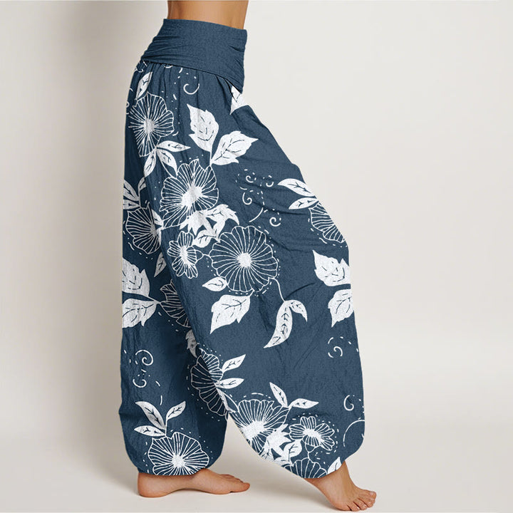 Pantalon sarouel décontracté à taille élastique pour femme, motif fleurs et feuilles de vigne, Buddha Stones - image 9