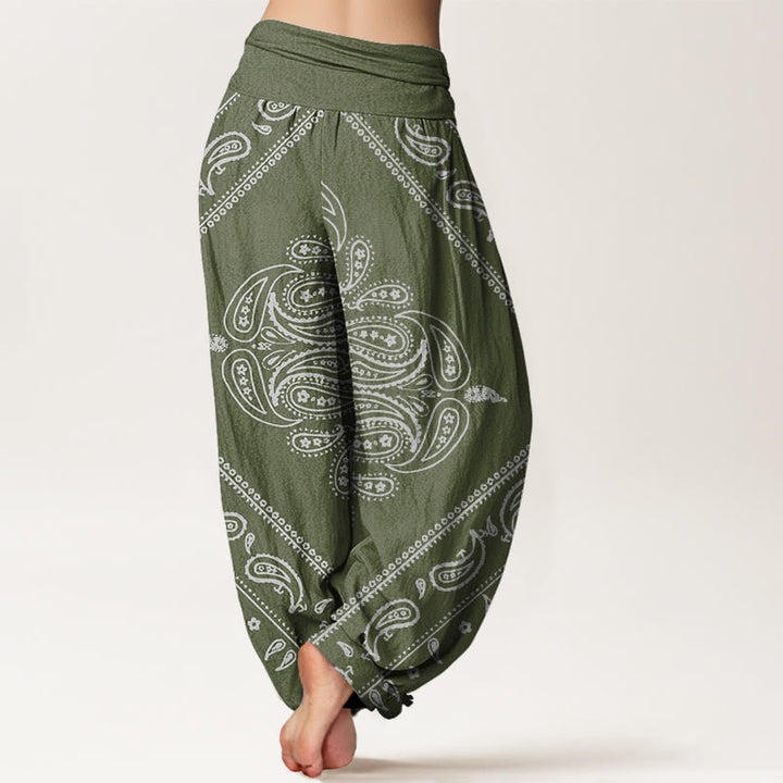 Pantalon Buddha Stones décontracté à taille élastique pour femme avec motif floral et cachemire - image 6