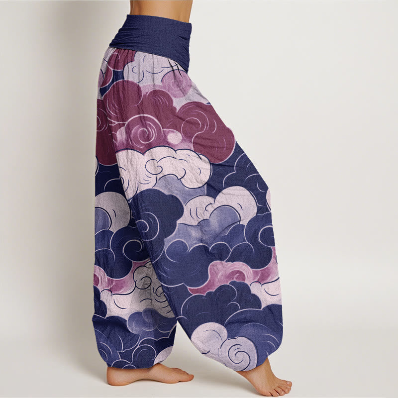 Pantalon sarouel décontracté à taille élastique pour femme, motif Buddha Stones et nuages ​​de bon augure - image 5