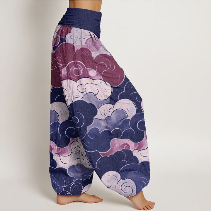 Pantalon sarouel décontracté à taille élastique pour femme, motif Buddha Stones et nuages ​​de bon augure - image 5