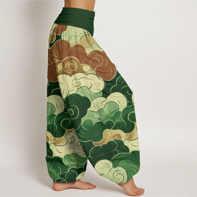 Pantalon sarouel décontracté à taille élastique pour femme, motif Buddha Stones et nuages ​​de bon augure - image 9