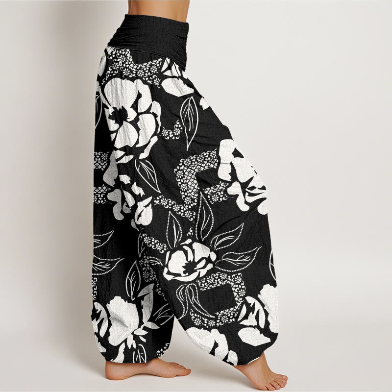 Pantalon sarouel décontracté à taille élastique pour femme avec motif floral et feuilles Buddha Stones - image 2