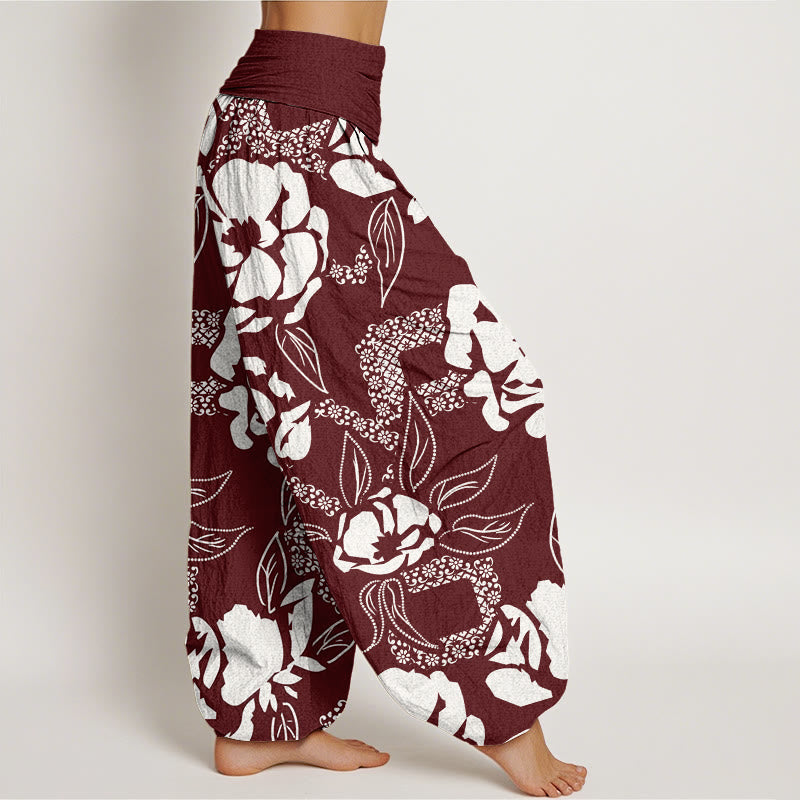 Pantalon sarouel décontracté à taille élastique pour femme avec motif floral et feuilles Buddha Stones - image 6