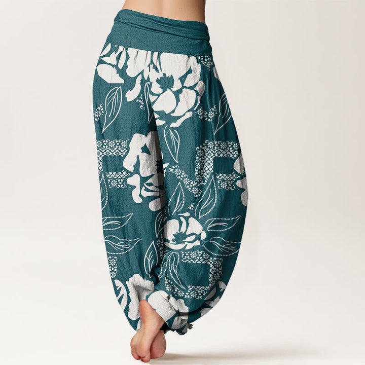 Pantalon sarouel décontracté à taille élastique pour femme avec motif floral et feuilles Buddha Stones - image 10