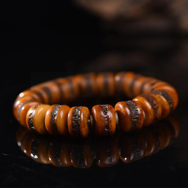 Bracelet d'équilibre tête de mort en perles d'os tibétaines vintage Buddha Stones