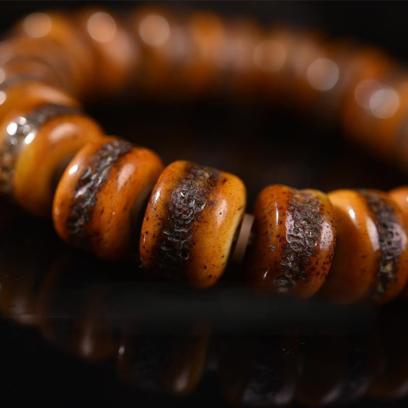 Bracelet d'équilibre tête de mort en perles d'os tibétaines vintage Buddha Stones