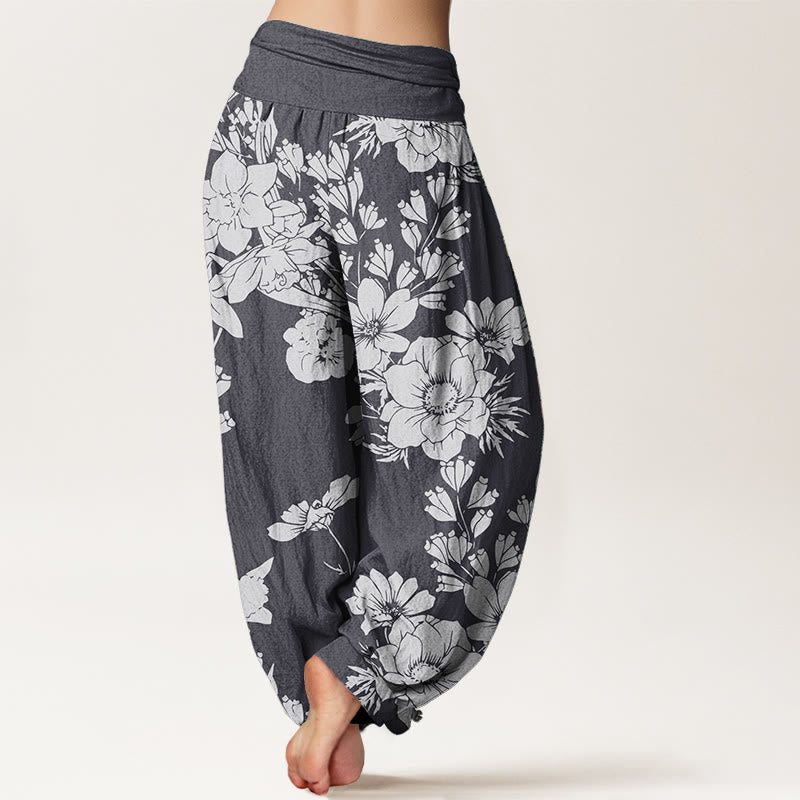 Pantalon Buddha Stones de pivoine et taille élastique pour femme