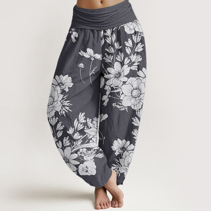 Pantalon Buddha Stones de pivoine et taille élastique pour femme - Gris ardoise - US22，UK/AU26，EU54 (6XL) - image 0