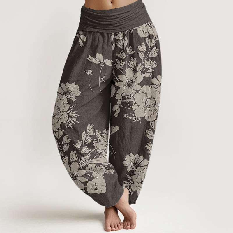 Pantalon Buddha Stones de pivoine et taille élastique pour femme
