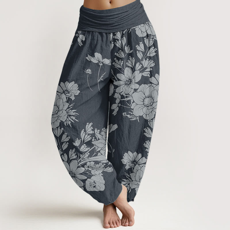 Pantalon Buddha Stones de pivoine et taille élastique pour femme - SteelBlue - US22，UK/AU26，EU54 (6XL) - image 8