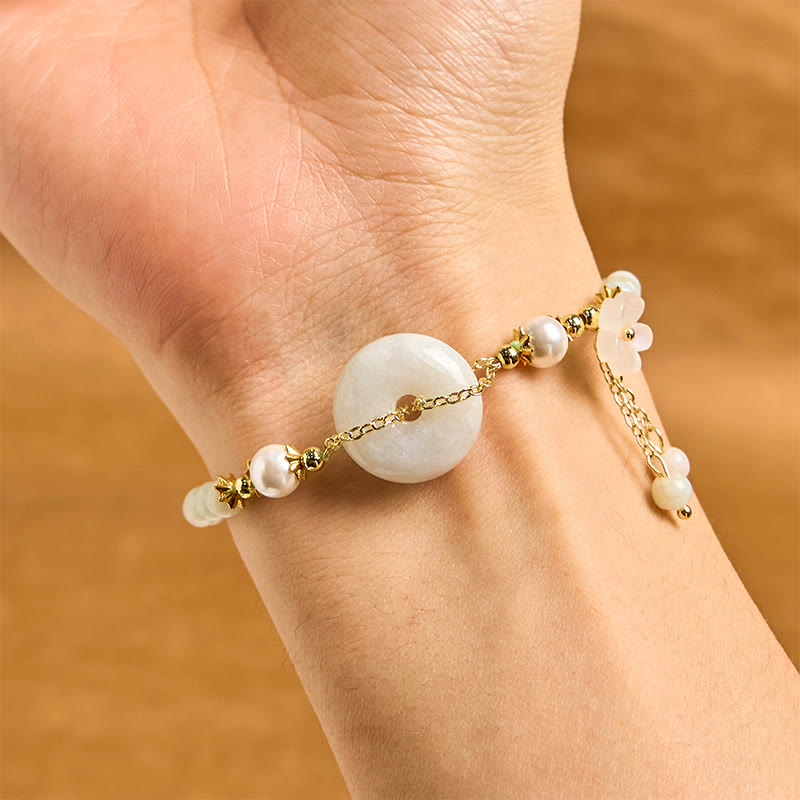 Bracelet de prospérité en perles de jade et Buddha Stones