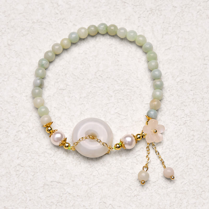 Bracelet de prospérité en perles de jade et Buddha Stones