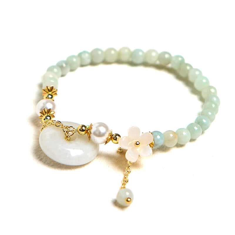 Bracelet de prospérité en perles de jade et Buddha Stones