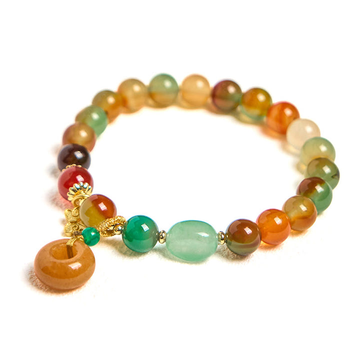 Bracelet de soutien en Buddha Stones, agate paon colorée naturelle, boucle de paix, papillon, muguet