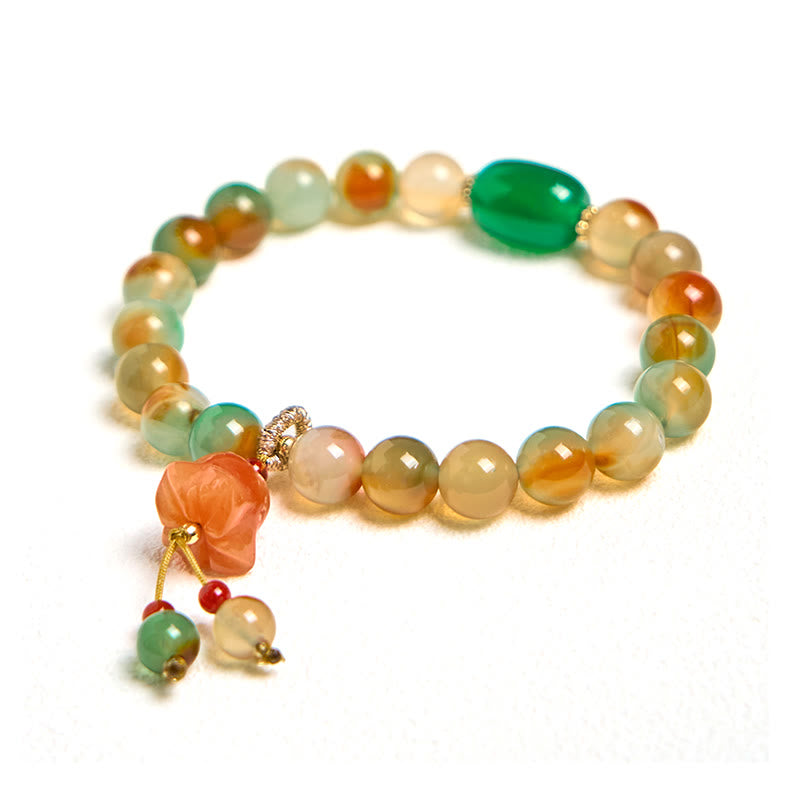 Bracelet de soutien en Buddha Stones, agate paon colorée naturelle, boucle de paix, papillon, muguet