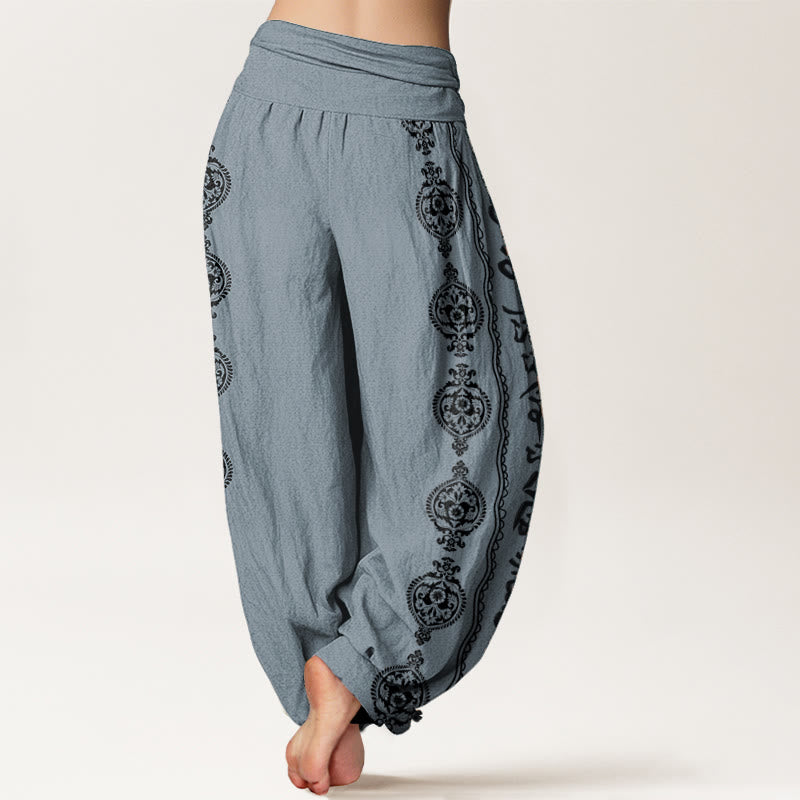 Pantalon sarouel femme taille élastique motif Buddha Stones en pur coton Mandala Om Mani Padme Hum - image 10