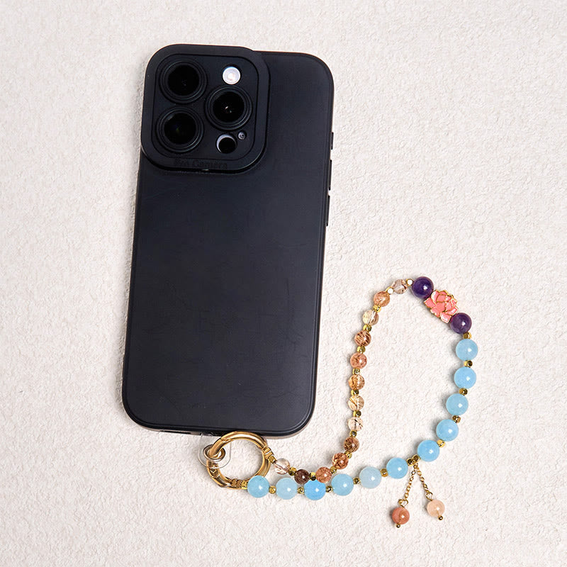 Porte-clés de protection en cristal naturel Super Seven de Buddha Stones, décoration à suspendre pour téléphone