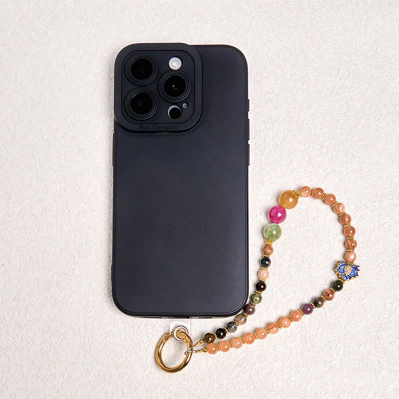 Porte-clés en pierre de soleil tourmaline de Buddha Stones , décoration à suspendre pour téléphone