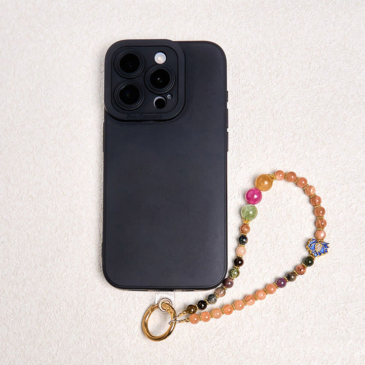 Porte-clés en pierre de soleil tourmaline de Buddha Stones , décoration à suspendre pour téléphone