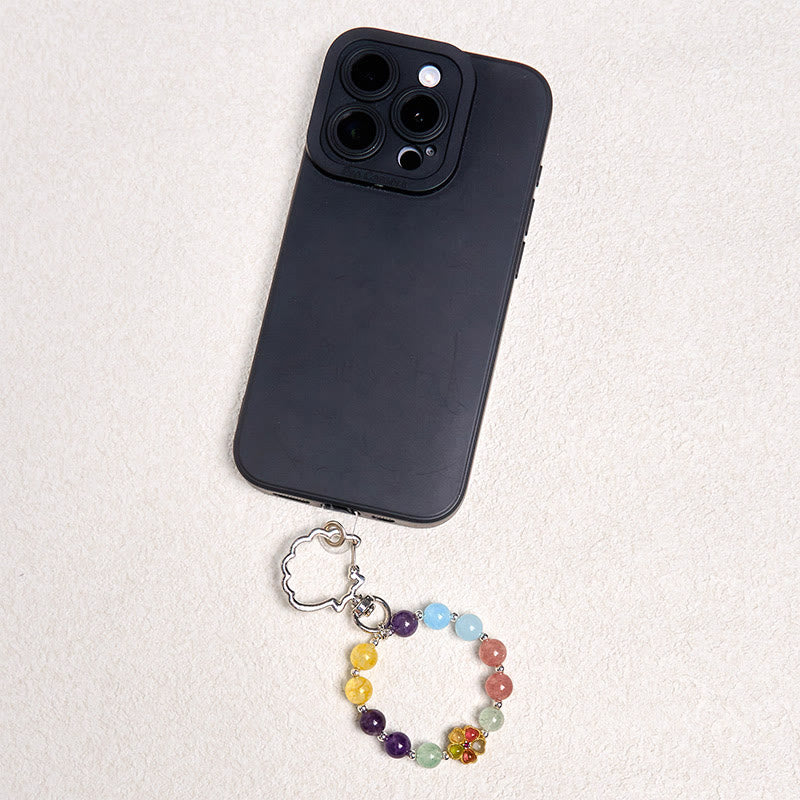 Porte-clés à suspendre en pierre naturelle de Buddha Stones fraise, améthyste, citrine, aigue-marine