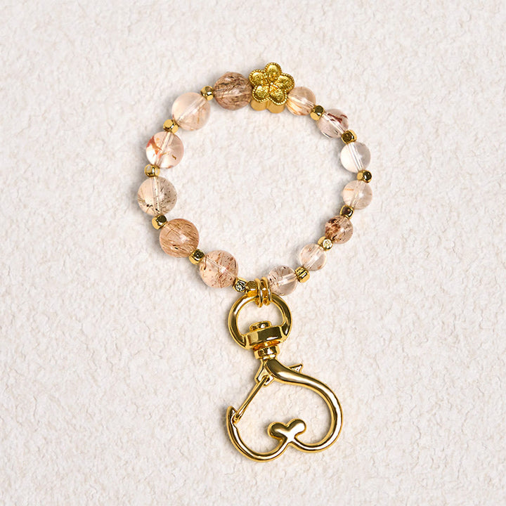 Buddha Stones naturelles Super Seven, cristal de fleur de prunier, chaîne spirituelle, décoration suspendue pour sac