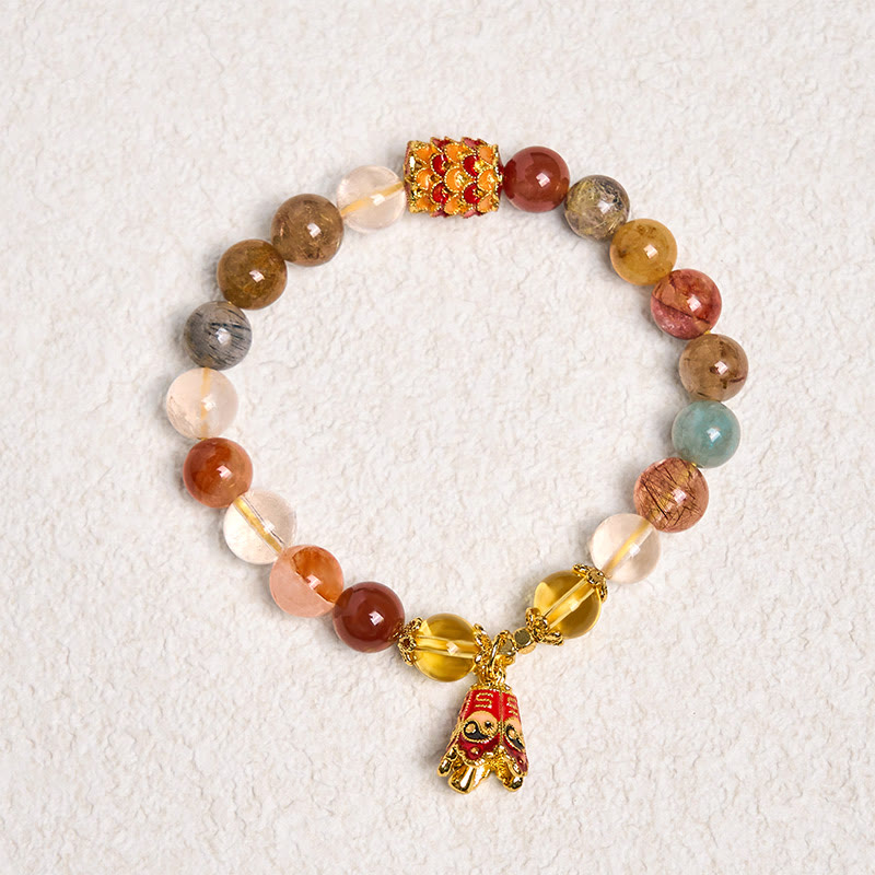 Bracelet de protection Yin Yang en quartz rutile coloré naturel Buddha Stones