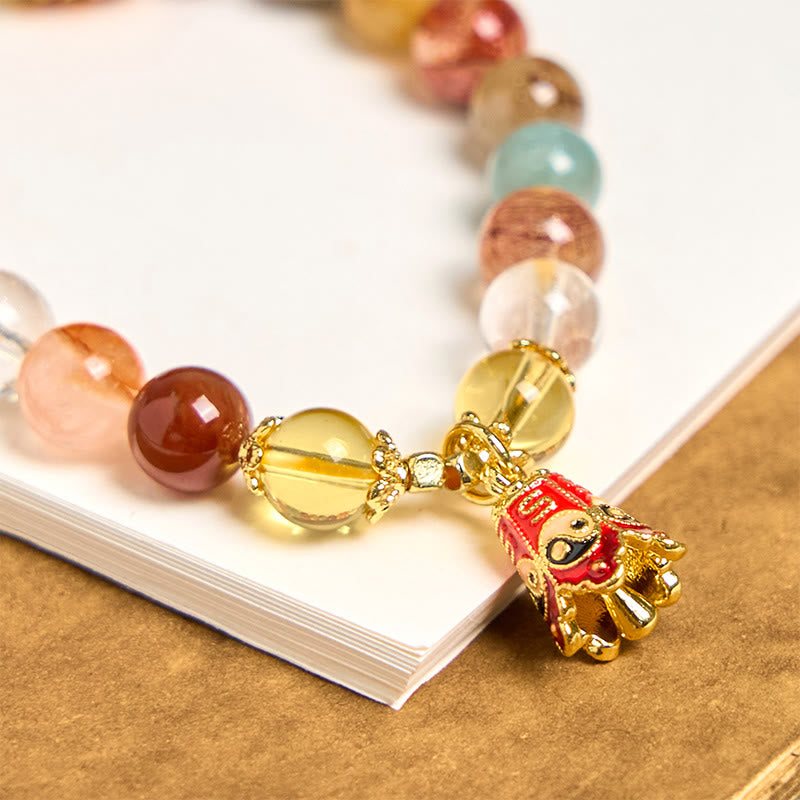 Bracelet de protection Yin Yang en quartz rutile coloré naturel Buddha Stones