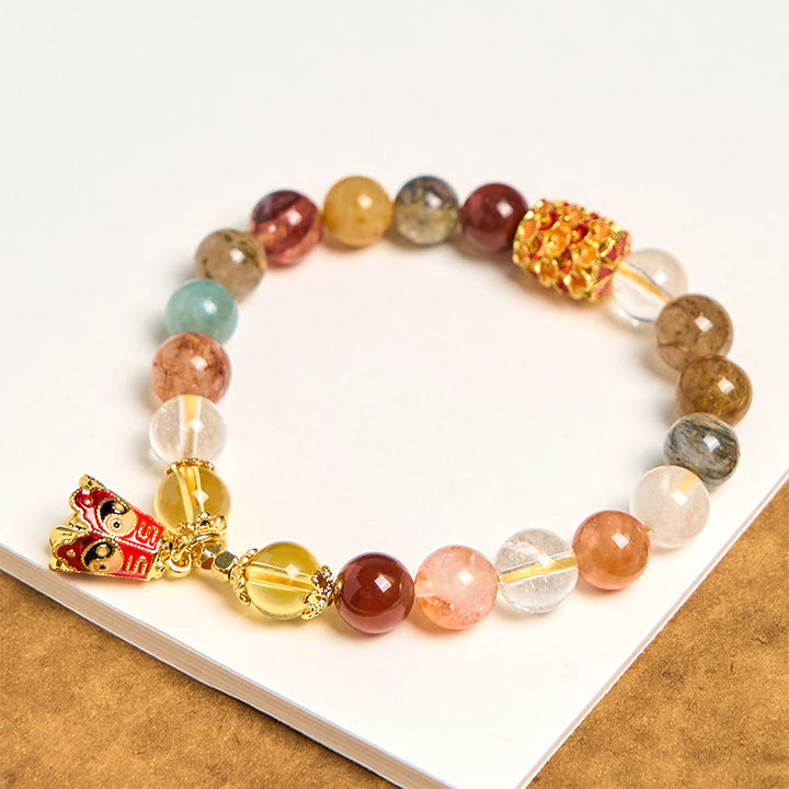 Bracelet de protection Yin Yang en quartz rutile coloré naturel Buddha Stones